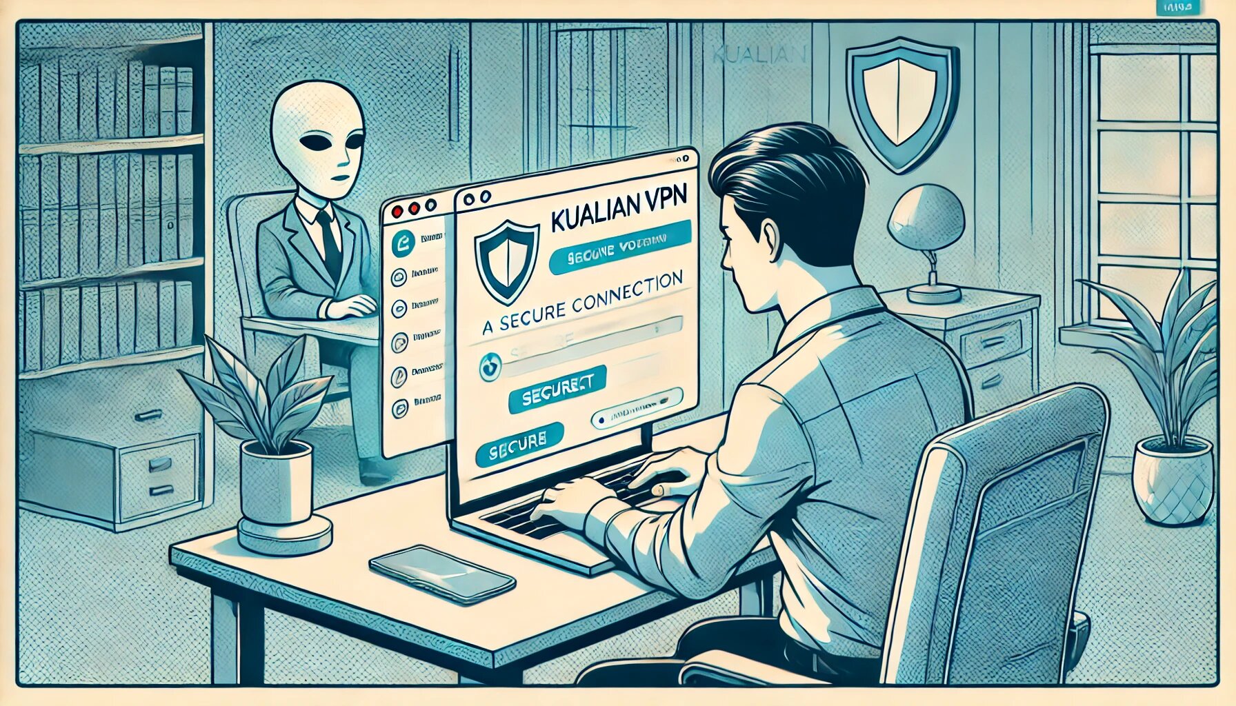 DALL·E 2025-03-08 16.47.25 - A comic-style illustration for a blog post about the KuaLian VPN software. The scene depicts a person sitting at a desk, connecting to the internet th_proc.jpg